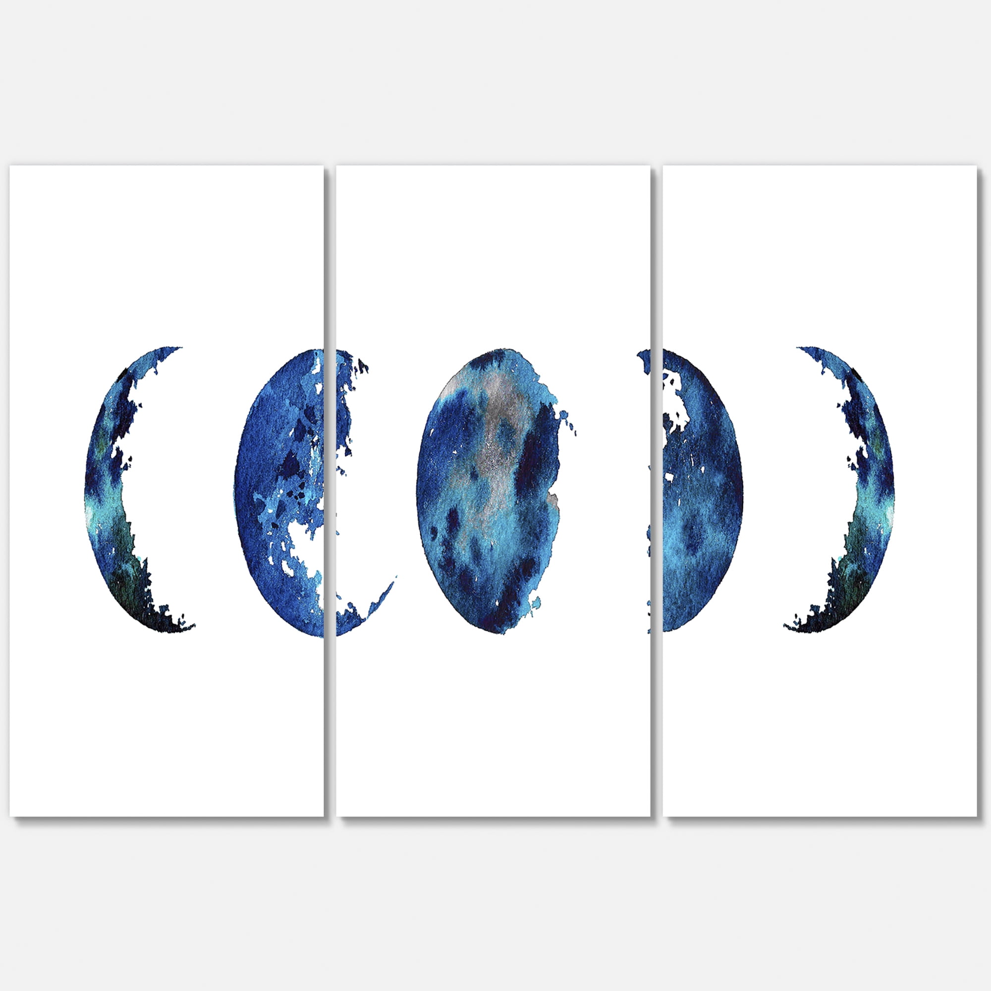 Designart ' Blue Moon Different Phases ' Bohemian & Eclectic Canvas Wall Art Print