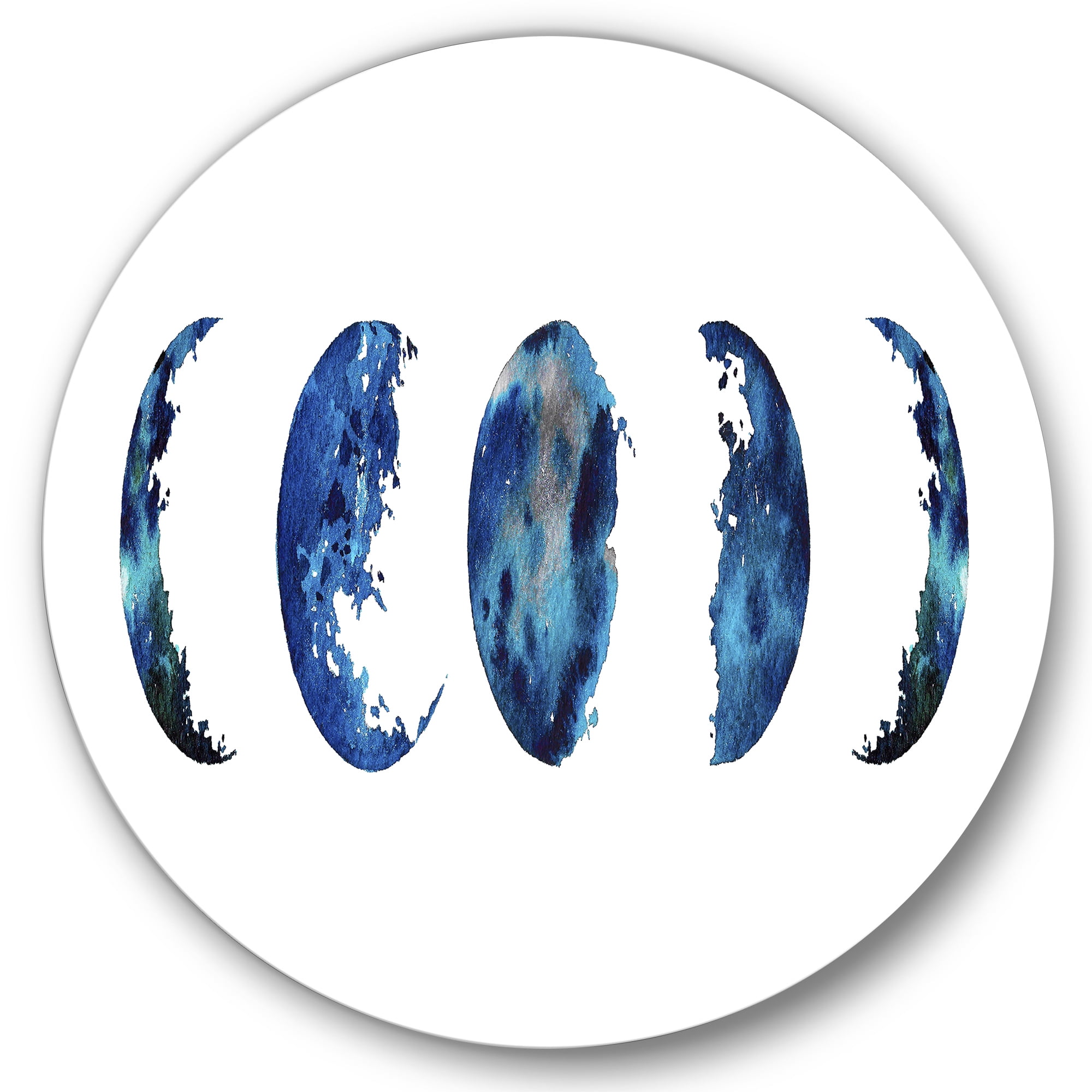 Designart 'Blue Moon Different Phases' Bohemian & Eclectic Circle Metal Wall Art 29x29 - Disc of 29