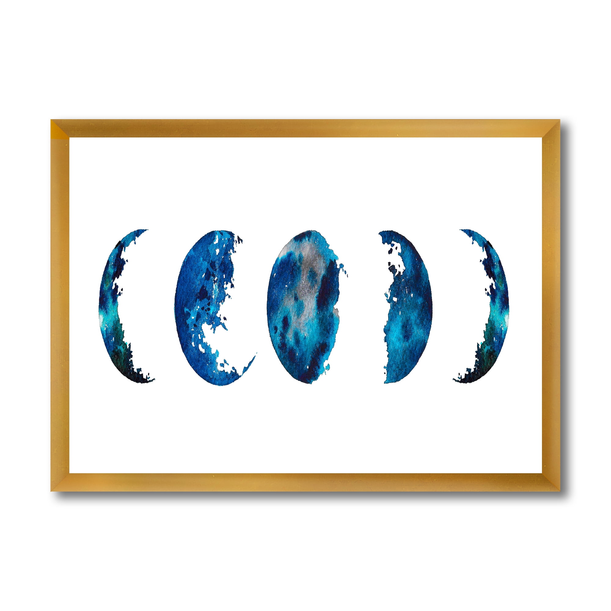 Designart 'Blue Moon Different Phases' Bohemian & Eclectic Framed Art Print