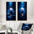 thumbnail image 1 of Designart "Blue Moon Pond White Lotus Blossoming I" Lotus Framed Wall Art Set Of 2 - Modern Blue Framed Wall Art Set Of 2, 1 of 6