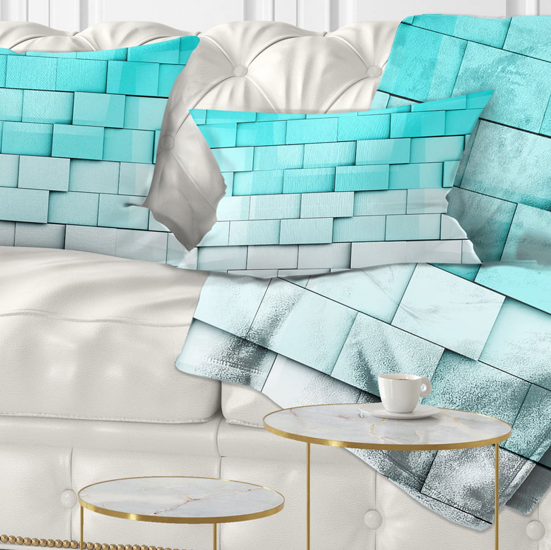 Designart Blue Mosaic Cubes - Contemporary Throw Pillow - 12x20