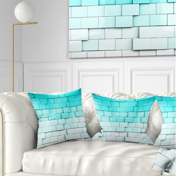 Designart Blue Mosaic Cubes - Contemporary Throw Pillow - 16x16