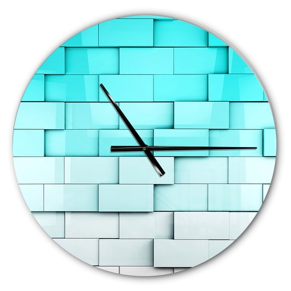 Designart 'Blue Mosaic Cubes ' Modern wall clock