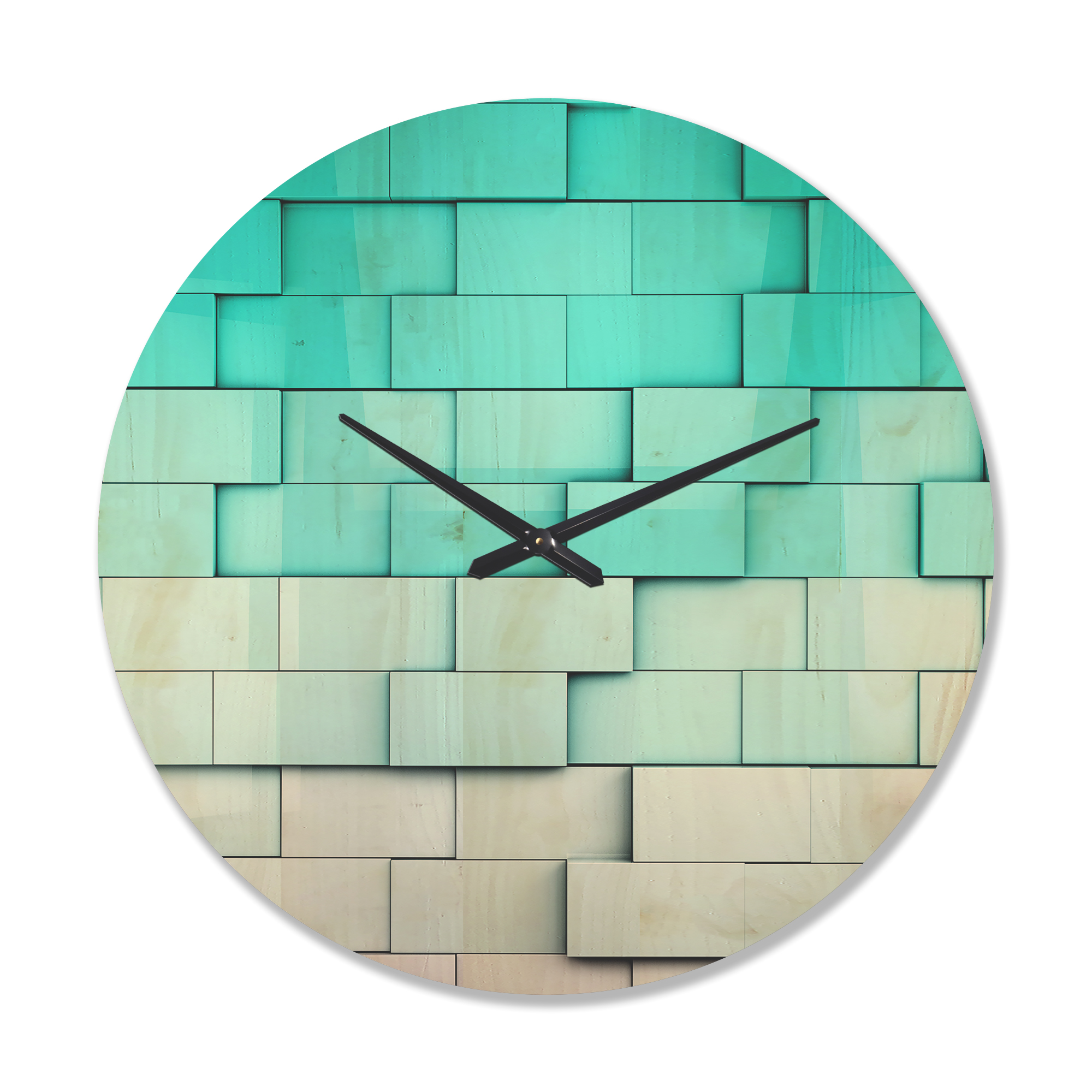 Designart 'Blue Mosaic Cubes Wall' Modern Wood Wall Clock
