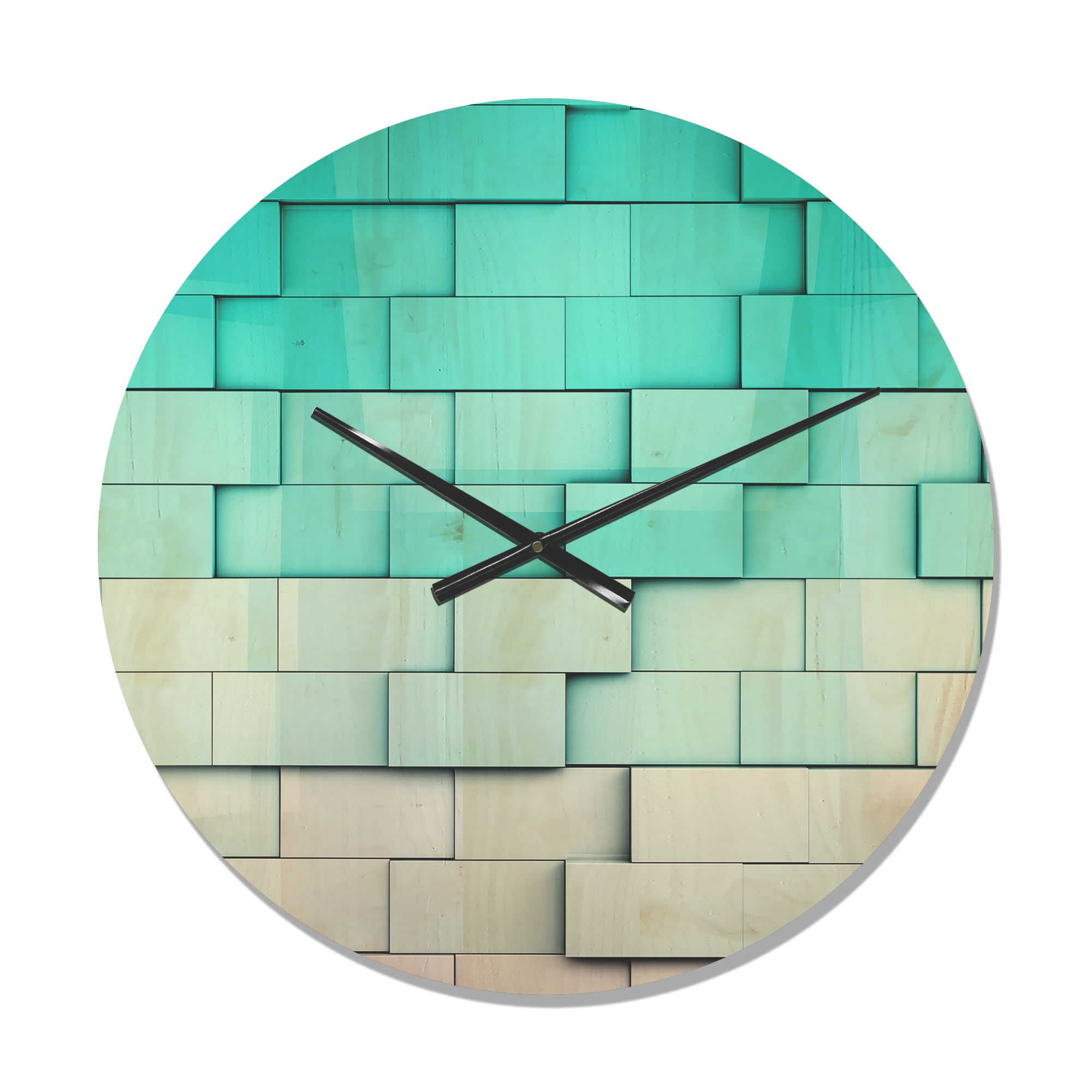Designart 'Blue Mosaic Cubes Wall' Modern Wood Wall Clock