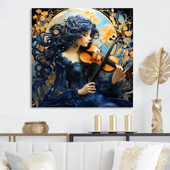 Designart "Blue Music Classical gracefulness II" Music Wall Art Print
