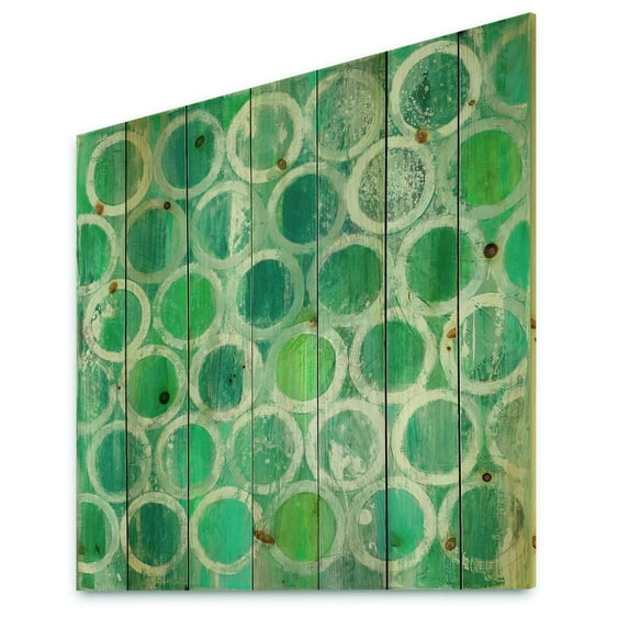 Designart 'Blue Natural Circle' Modern & Contemporary Print on Natural Pine Wood