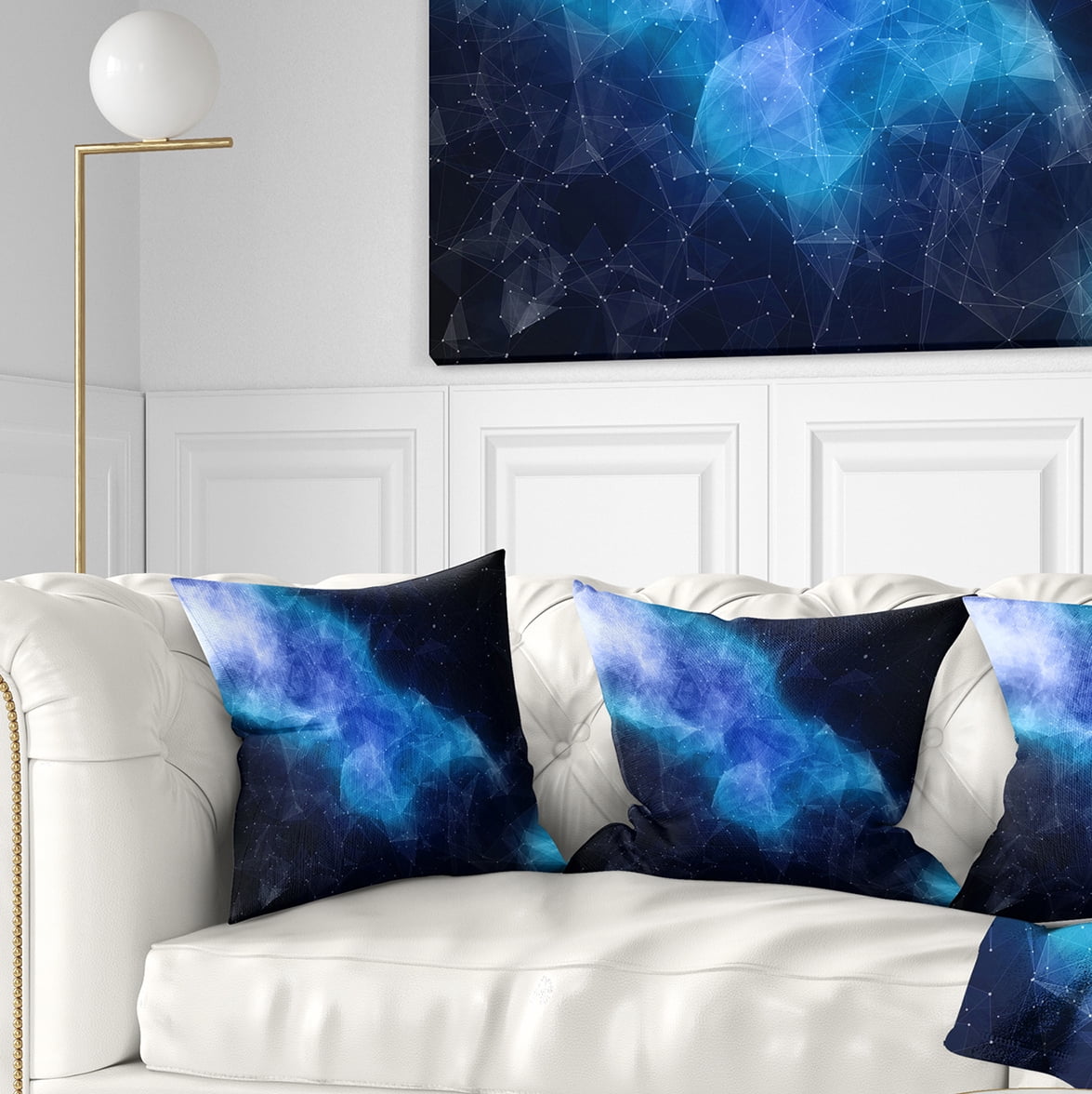 Designart Blue Nebula in Cosmos - Contemporary Throw Pillow - 18x18