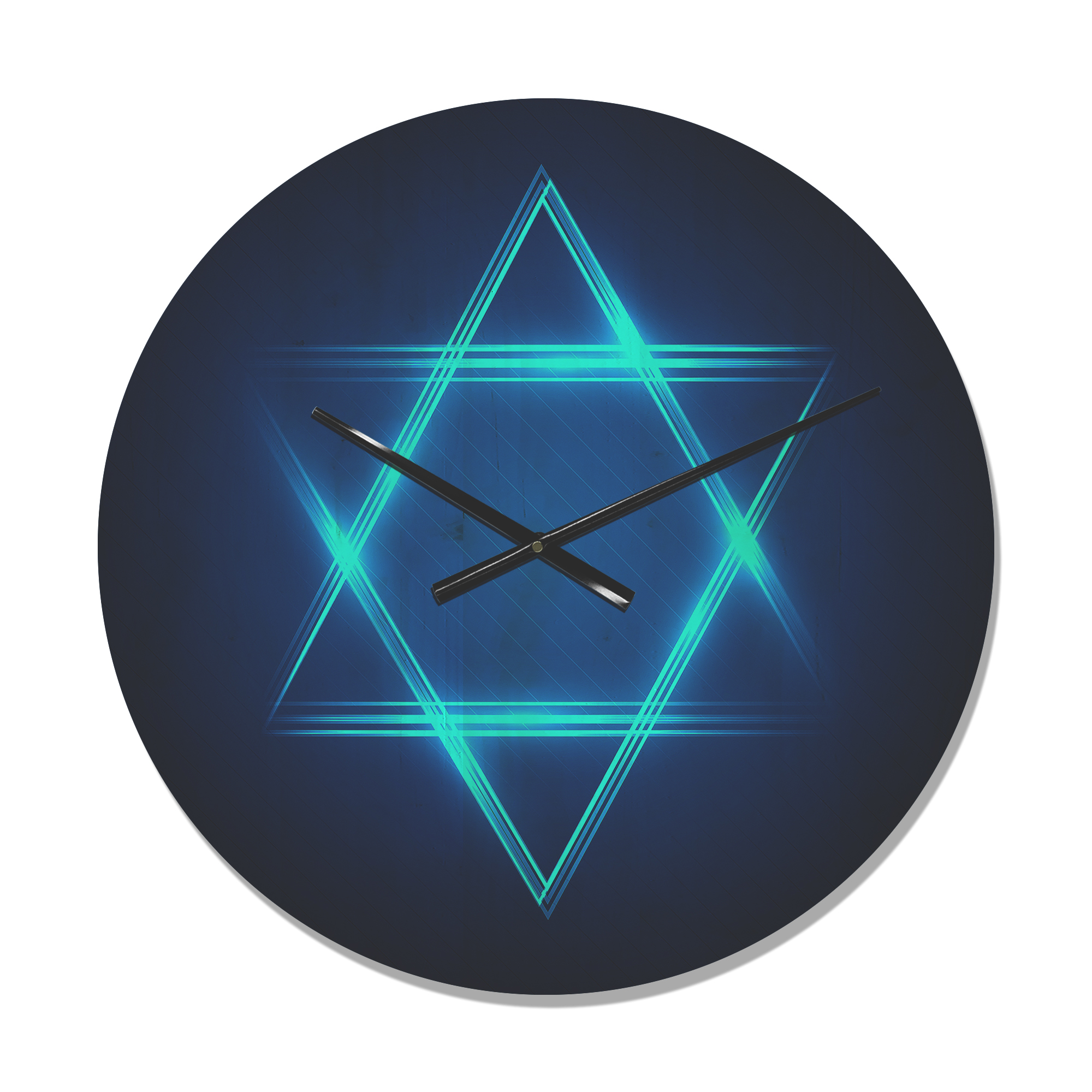 Designart 'Blue Neon Star of David' Modern Wood Wall Clock - image 1 of 5