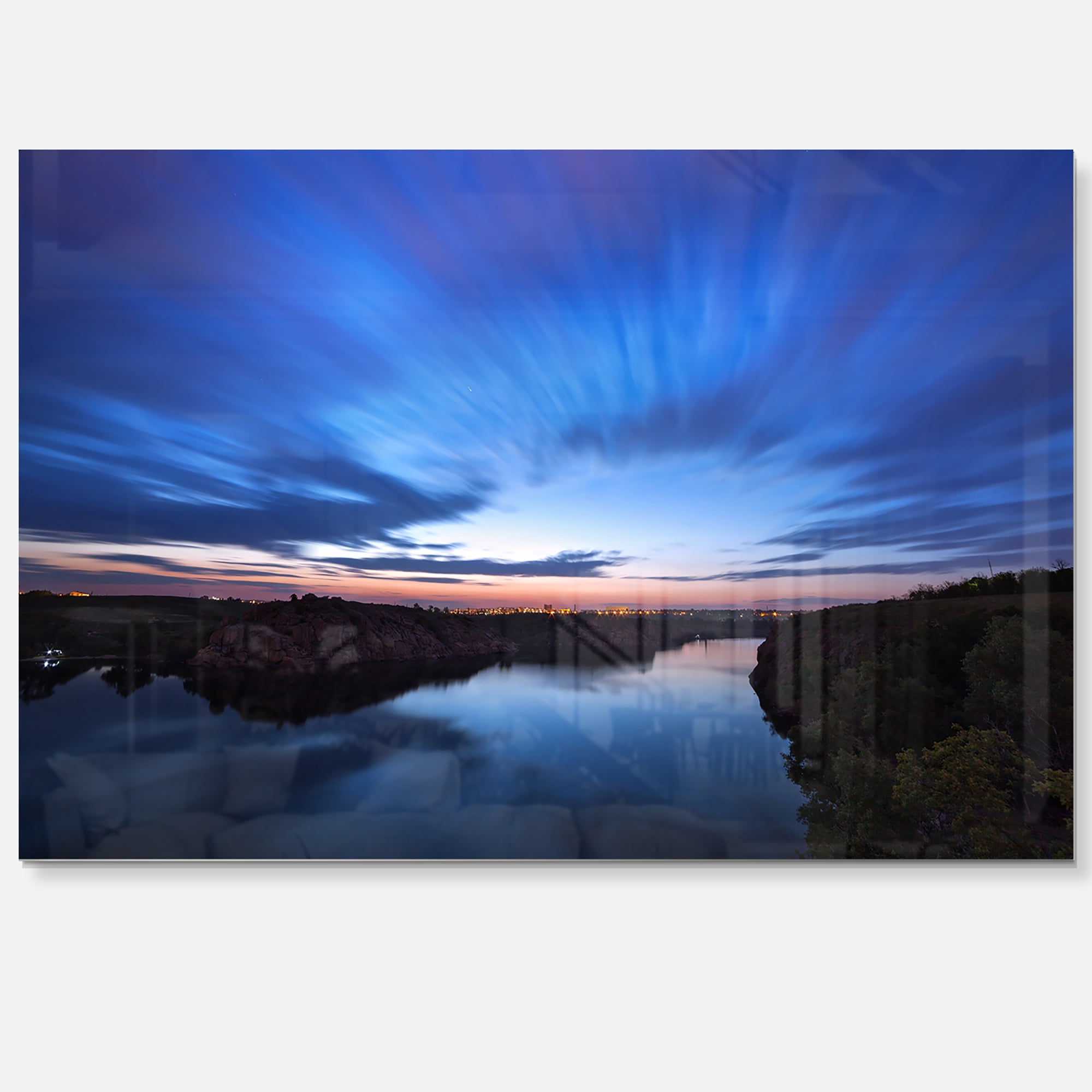Designart 'Blue Night Sky with River' Metal Wall Art