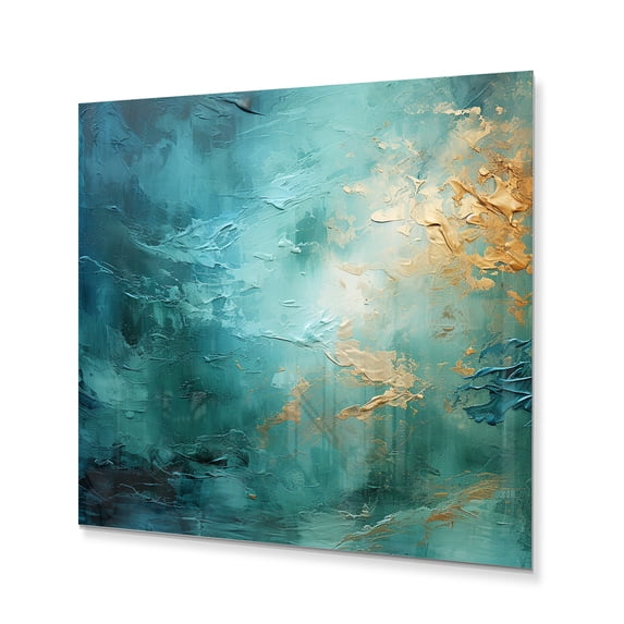 Designart "Blue Oasis III" Abstract Landscape Metal Art Print