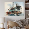 thumbnail image 1 of Designart "Blue Oil Rigs landscapes Industrial III" Oil Rigs / Fields Canvas Wall Art, 1 of 5