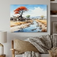 thumbnail image 1 of Designart "Blue Orange African Village Visions Vibrant Community" Africa Metal Wall Decor, 1 of 5