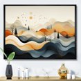 thumbnail image 1 of Designart "Blue Orange Line Art Landscape" Abstract Line Floater Framed Wall Art Print, 1 of 7