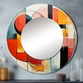 thumbnail image 1 of Designart "Blue Orange Mid Century Geometric composition I" Abstract Collages Blue Large Round Mirror - Round Mirror Wall Décor - Mid-Century Round Printed Mirror 23" x 23" Inch, 1 of 6
