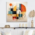 thumbnail image 1 of Designart "Blue Orange Mid Century Geometric composition II" Mid-century Wall Art Living Room, 1 of 5