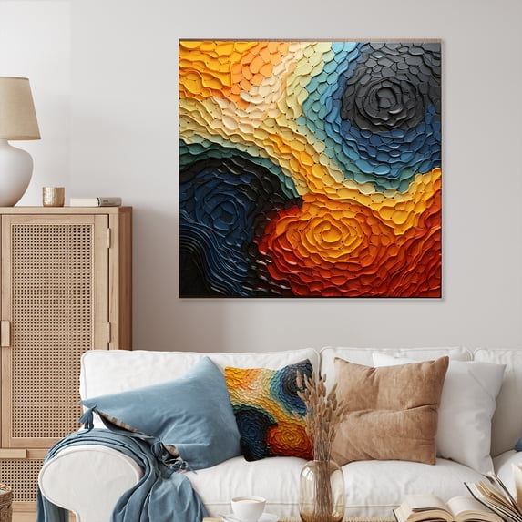 Designart "Blue Orange Op Art Rhythmic Illusion I" Abstract Metal Wall Decor