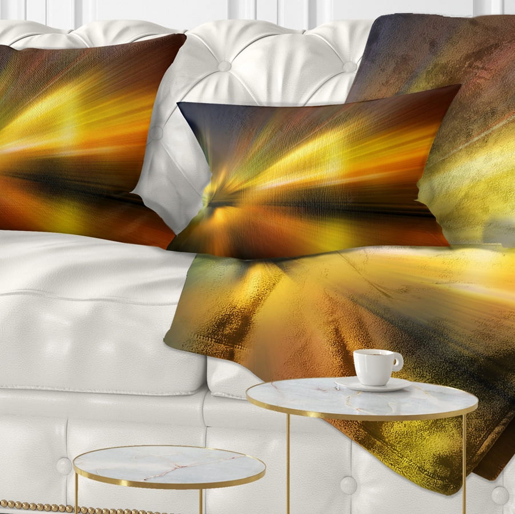 Designart Blue Over Gold Texture - Abstract Throw Pillow - 12x20
