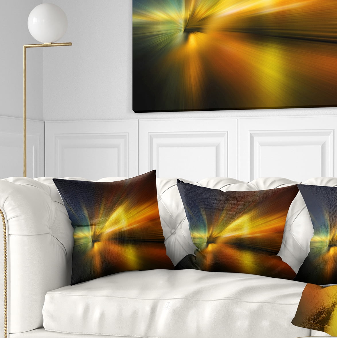 Designart Blue Over Gold Texture - Abstract Throw Pillow - 18x18