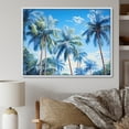 thumbnail image 1 of Designart "Blue Palms Trees Euphony" Floral Floater Framed Canvas Wall Art, 1 of 7