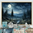thumbnail image 1 of Designart "Blue Pine Tree Moonlit Charm" Tree Pine Floater Framed Canvas Wall Art, 1 of 7