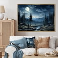thumbnail image 1 of Designart "Blue Pine Tree Moonlit Charm" Tree Pine Floater Framed Canvas Wall Art, 1 of 7