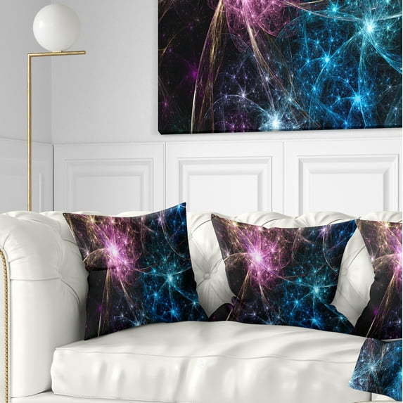 Designart Blue Pink Colorful Fireworks - Abstract Throw Pillow - 18x18