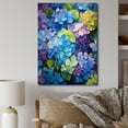 thumbnail image 1 of Designart "Blue Purple Hydrangea Petals In Flow" Floral Canvas Print, 1 of 5
