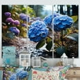 thumbnail image 1 of Designart "Blue Purple Hydrangea landscape II" Floral Metal Wall Art Set, 1 of 5