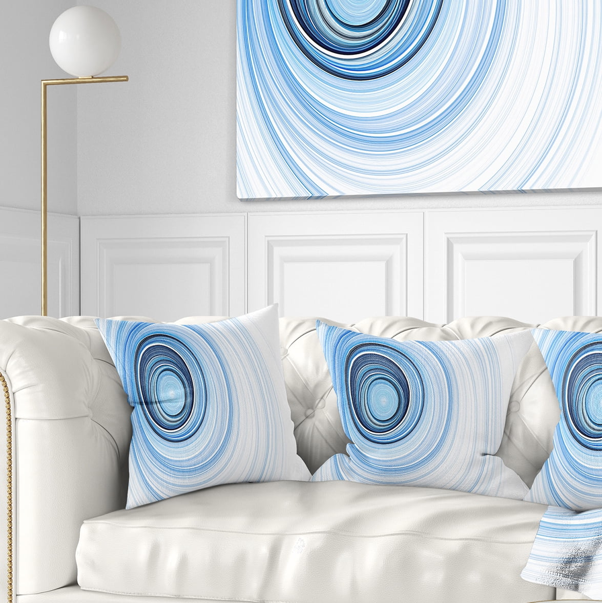 Designart Blue Radio Waves - Abstract Throw Pillow - 16x16