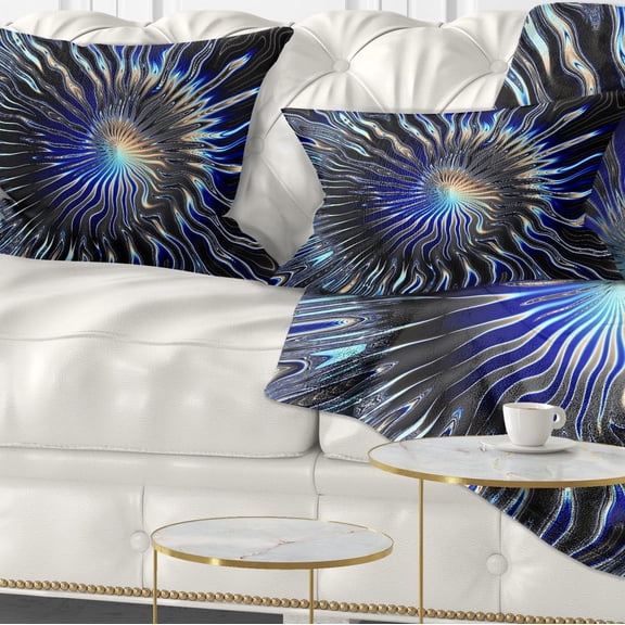 Designart Blue Rays from the Circle - Contemporary Throw Pillow - 12x20