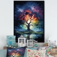 thumbnail image 1 of Designart "Blue Red Oak Tree Oak Euphony IV" Floral Floater Framed Canvas Print, 1 of 7