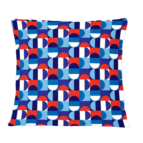 Designart Blue, Red & White Polka Dots' Mid-Century Modern Throw Pillow - 12x20
