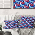 thumbnail image 1 of Designart Blue, Red & White Polka Dots' Mid-Century Modern Throw Pillow - 16x16, 1 of 2