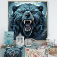 thumbnail image 1 of Designart "Blue Roaring Bear Portrait" Animals Framed Wall Art - Traditional Blue Bear Living Room Framed Canvas Art, 1 of 6
