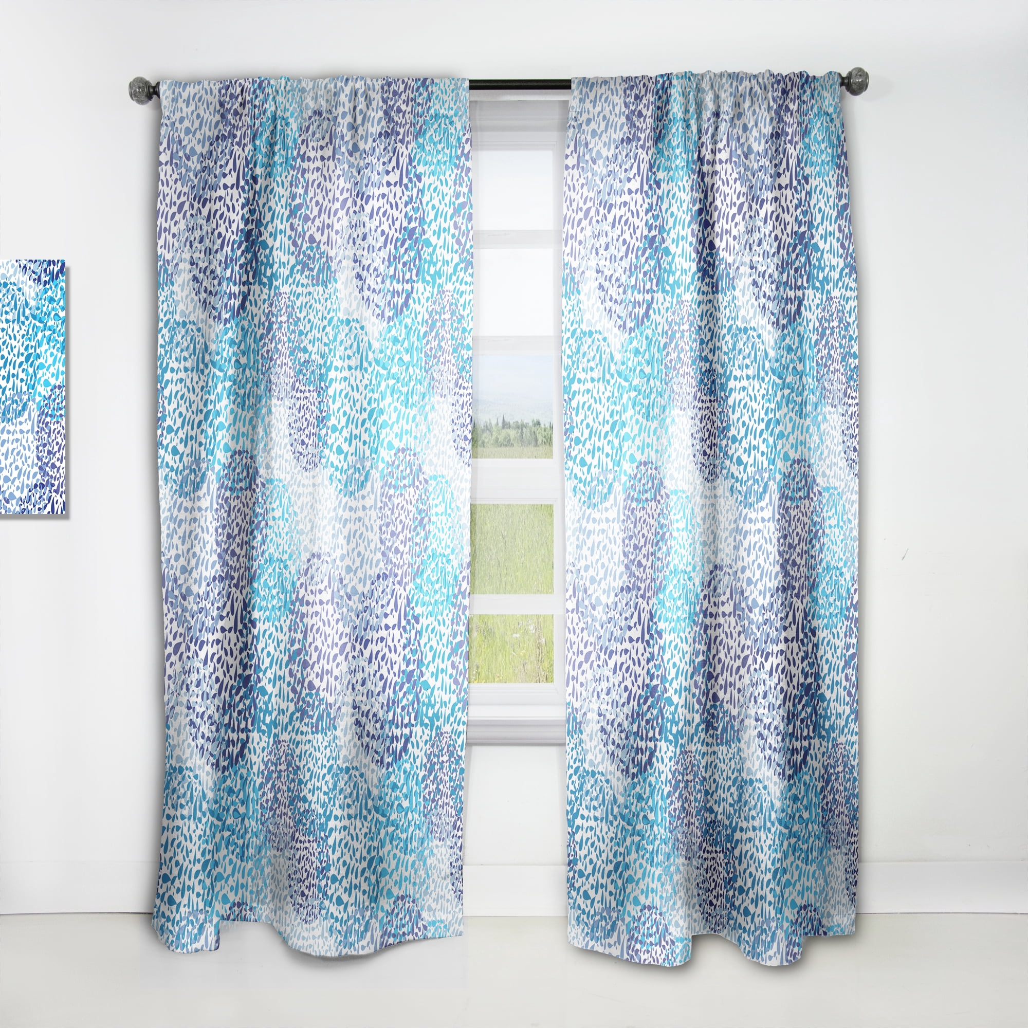 Designart 'Blue Sea Motif Pattern' Nautical & Coastal Curtain Panel
