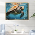 thumbnail image 1 of Designart "Blue Sea Turtle Explorer" Animals Turtle Floater Framed Wall Art Living Room, 1 of 5