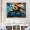 thumbnail image 1 of Designart "Blue Sea Turtle Explorer I" Animals Turtle Floater Framed Canvas Wall Art, 1 of 5