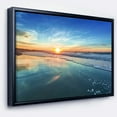 thumbnail image 1 of Designart ' Blue Seashore with Distant Sunset ' Seascape Framed Canvas Art Print, 1 of 3