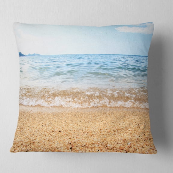 Designart Blue Seashore with Pebble Stones - Modern Seascape Throw Pillow - 18x18