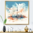 thumbnail image 1 of Designart "Blue Shanghai City Skyline" Cityscapes Floater Framed Wall Decor, 1 of 7