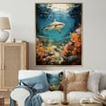 thumbnail image 1 of Designart "Blue Shark Coastal Creatures" Animals Floater Framed Canvas Art Print, 1 of 7