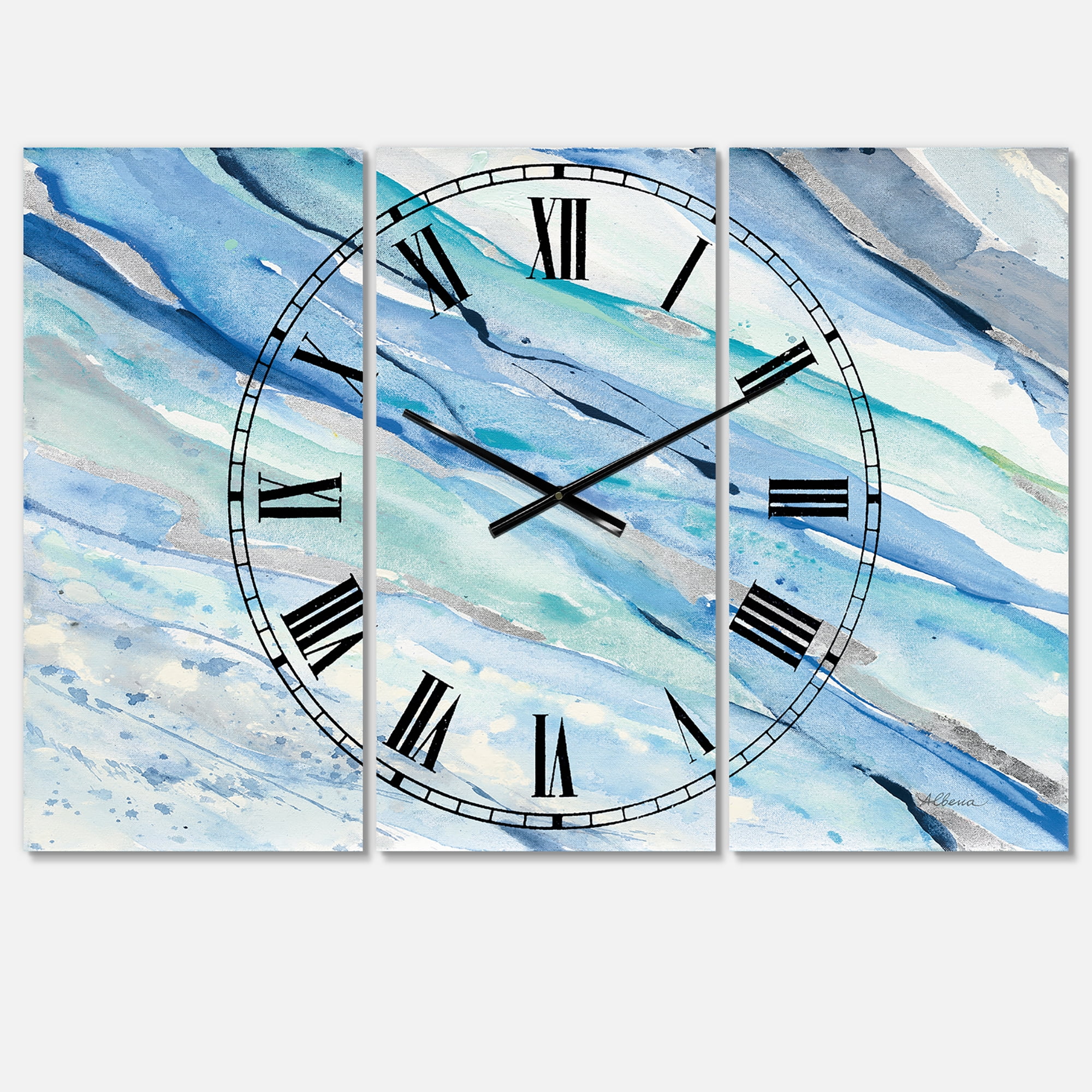 Designart 'Blue Silver Spring I' Traditional Wall Clock