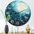 thumbnail image 1 of Designart "Blue Simplicity Moon II" Abstract Collages Oversized Wall Clock, 1 of 5
