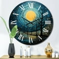 thumbnail image 1 of Designart "Blue Simplicity Moon III" Abstract Collages Oversized Wall Clock, 1 of 5