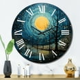 thumbnail image 1 of Designart "Blue Simplicity Moon III" Abstract Collages Oversized Wall Clock, 1 of 5