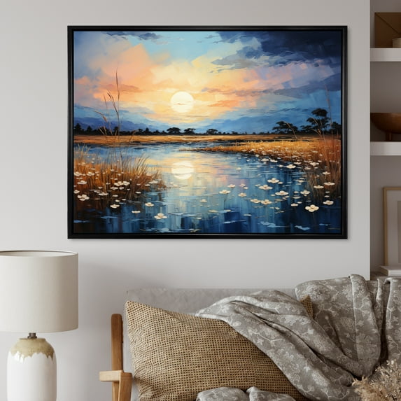 Designart "Blue Sky Infinite Azure Collage" Landscapes Floater Framed Canvas Print