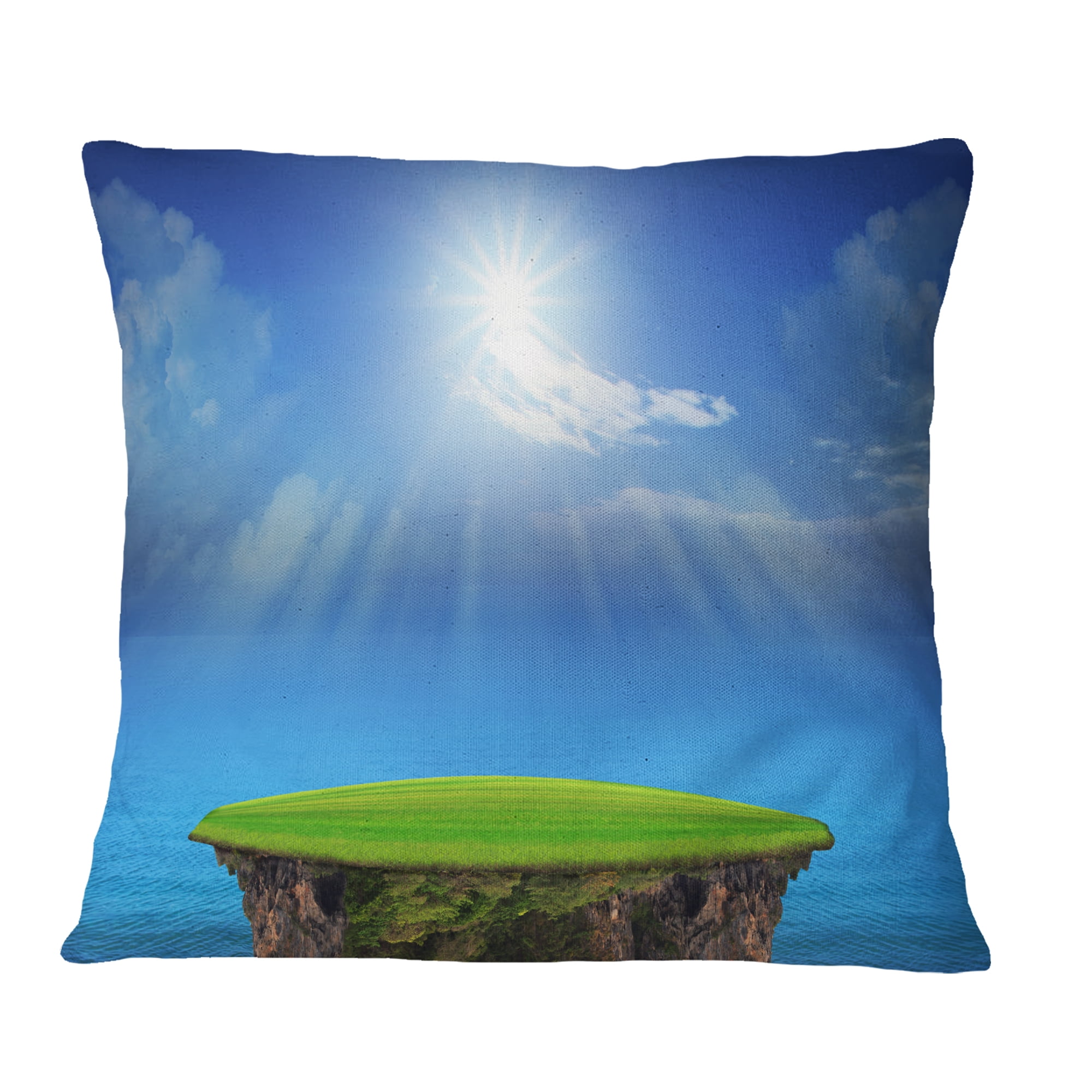 Designart Blue Sky and Sun Shining - Landscape Printed Throw Pillow - 16x16