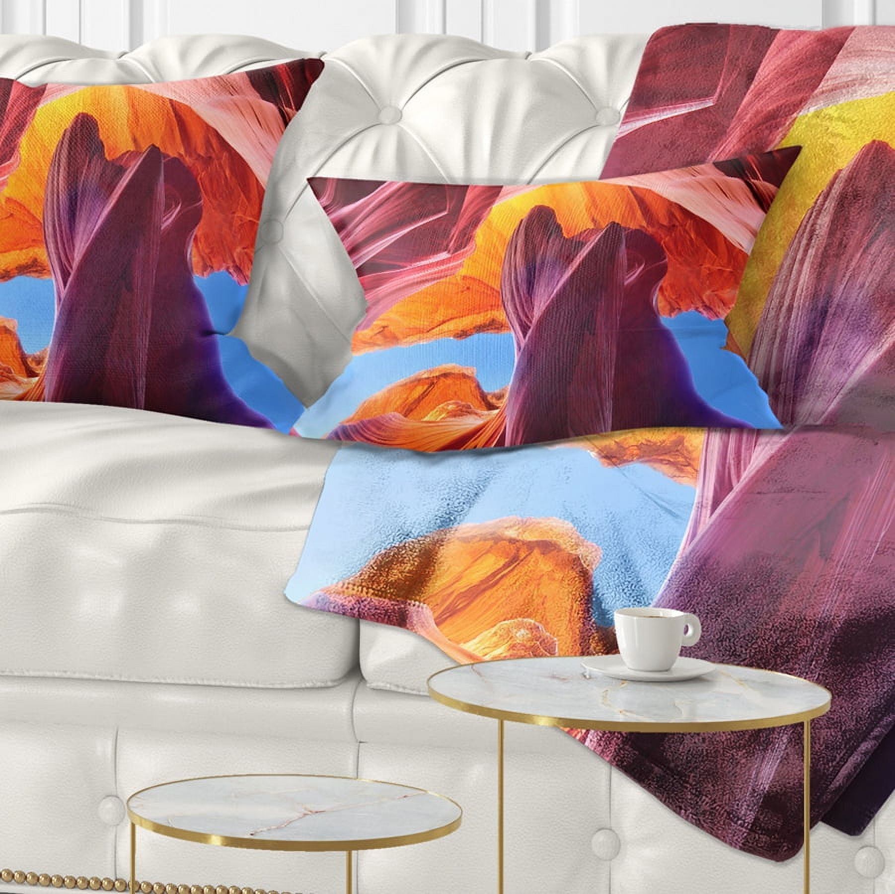 Designart Blue Sky in Antelope Canyon - Landscape Photography Throw Pillow - 12x20