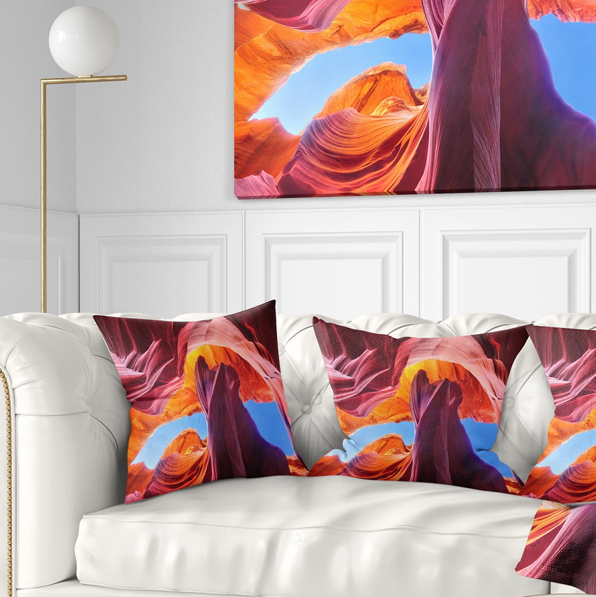 Designart Blue Sky in Antelope Canyon - Landscape Photography Throw Pillow - 16x16